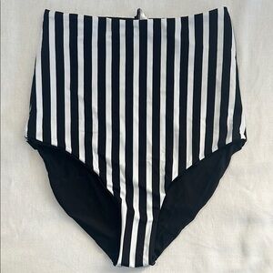 Elegant Striped High-Waist Bikini Bottom